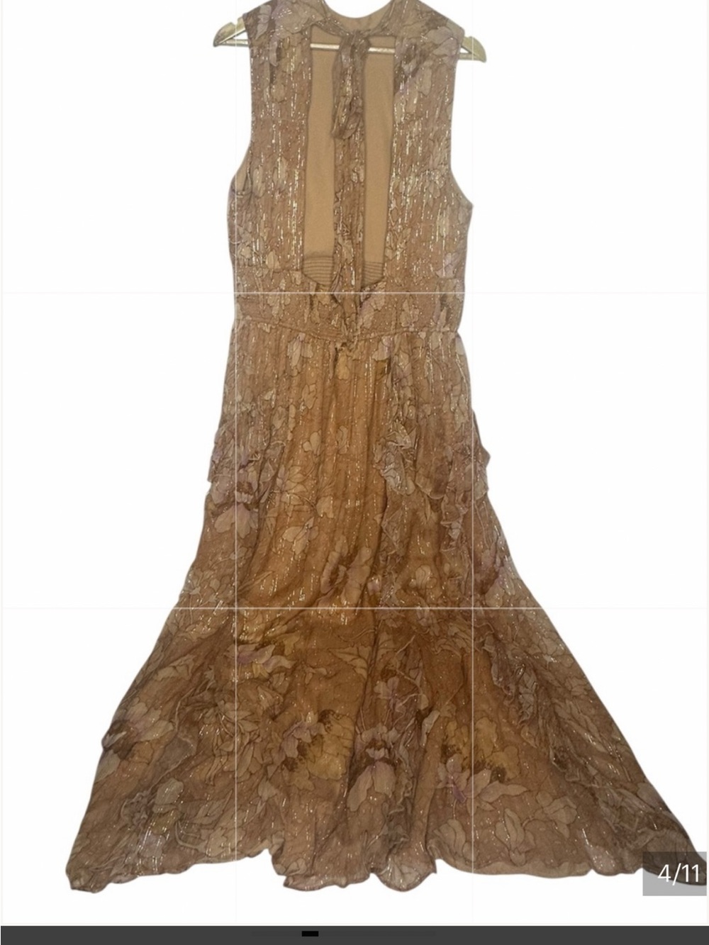 NWT Anthropologie BHLDN Juniper Tiered Backless Metallic Maxi Gown XL - Picture 4 of 15